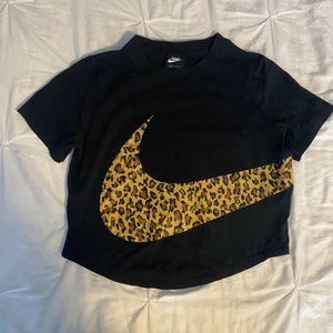 Nike Black Cheetah Nike Check Short Sleeve Top Size M